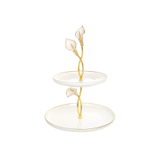 Етажерка порцелянова Calla Gold, H35см, колір - білий із золотом