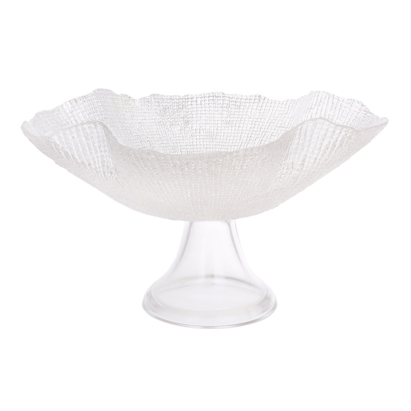 Фруктовниця на ніжці з фактурного скла Crystal Wave D30*18 см