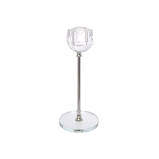Скляний свічник Tulip D7.8*19 см, колір - срібло