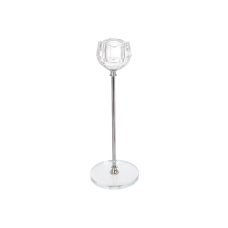 Скляний свічник Tulip D7.8*22см, колір — срібло