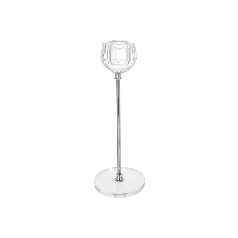 Скляний свічник Tulip D7.8*22см, колір — срібло Скляний свічник Tulip D7.8*22см, колір — срібло