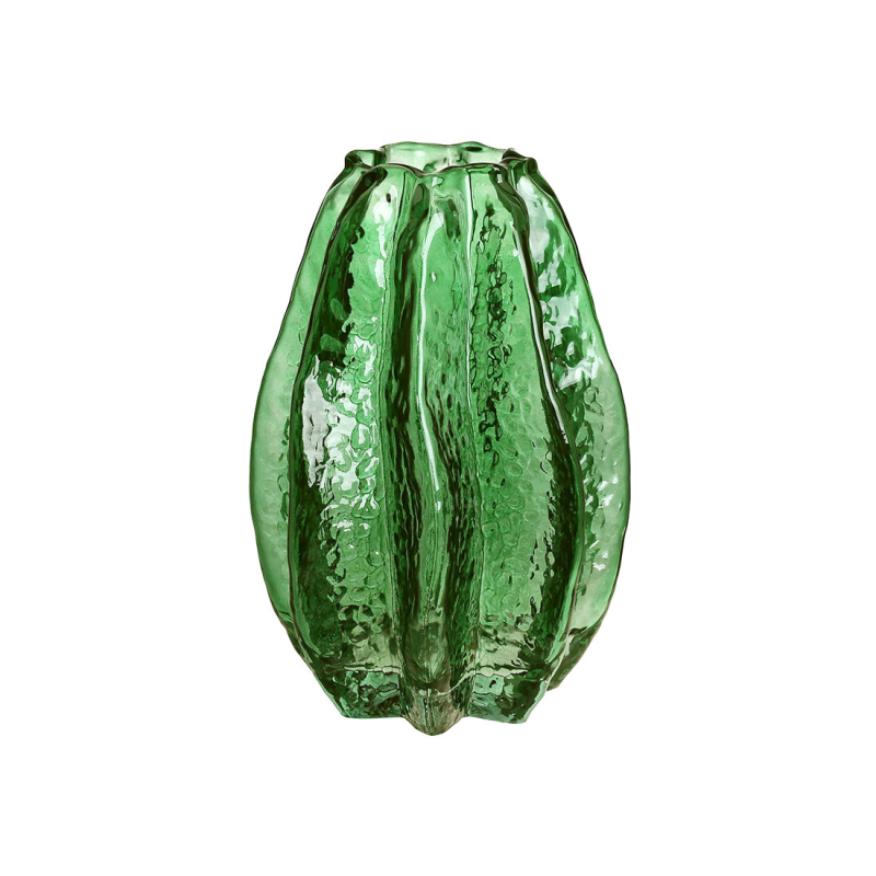 Ваза скляна у формі Карамболи D14*20.5см, колір - зелений