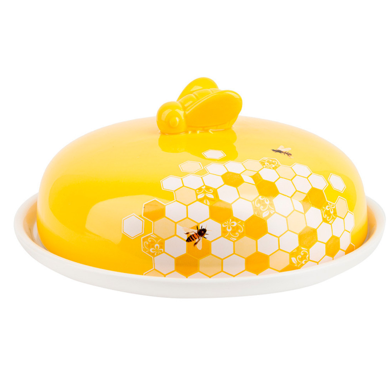 Блюдо керамічне для млинців 23 см з кришкою Honey