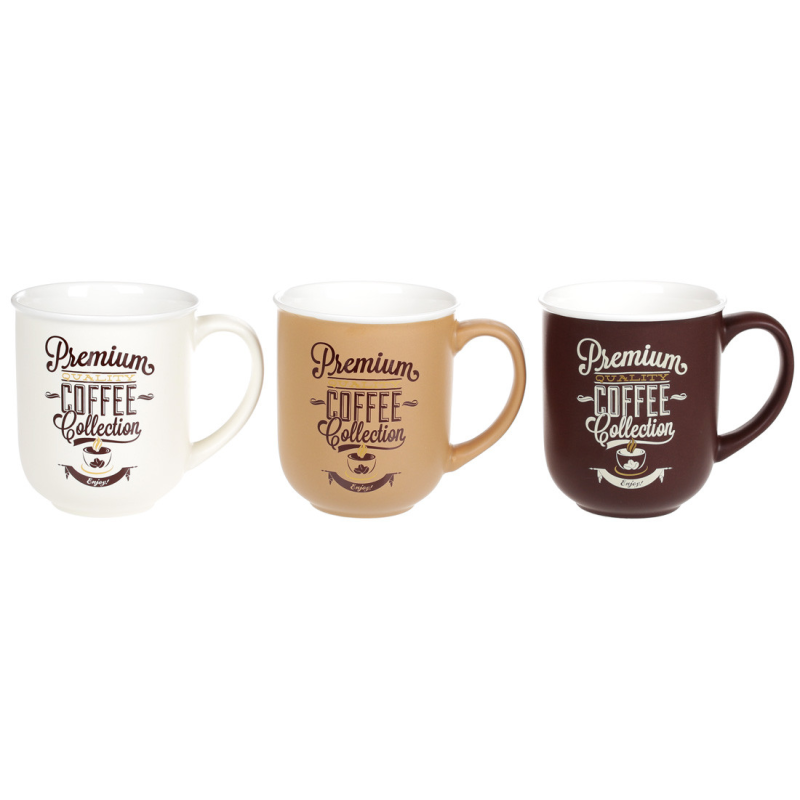 Кухоль (12шт)  порцеляновий Premium Coffee 380 мл, 3 види