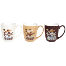 Кухоль (12шт)  порцеляновий Morning Coffee 340 мл, 3 види