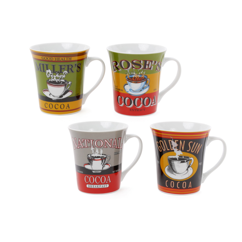 Кухоль (12шт)  порцеляновий Retro Cocoa 375 мл, 4 види