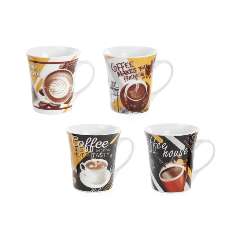 Кухоль порцеляновий Coffee 375 мл, 4 види Кухоль порцеляновий Coffee 375 мл, 4 види
