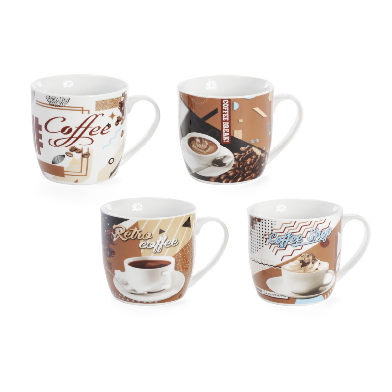 Кухоль (12шт)  порцеляновий Coffee 350 мл, 4 види