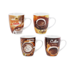 Кухоль (12шт)  порцеляновий Coffee 350 мл, 4 види