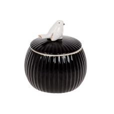 Банка порцелянова з фігурною пташкою 750 мл, колір - чорний глянець