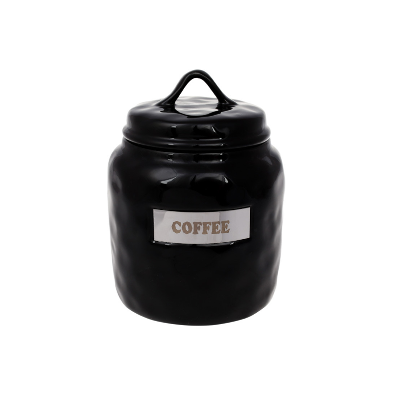 Банка керамічна для зберігання Coffee, 1,5 л, колір - чорний