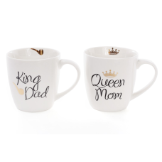 Кухоль порцеляновий King Dad, Queen Mom, 520мл, колір - білий