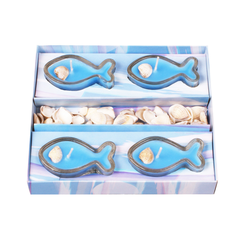 Набір свічок у скляних свічниках (4шт) Морський настрій