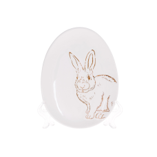 Блюдо керамічне (6шт) сервірувальне з малюнком Bunny, 16,5sм, колір - білий з золотом