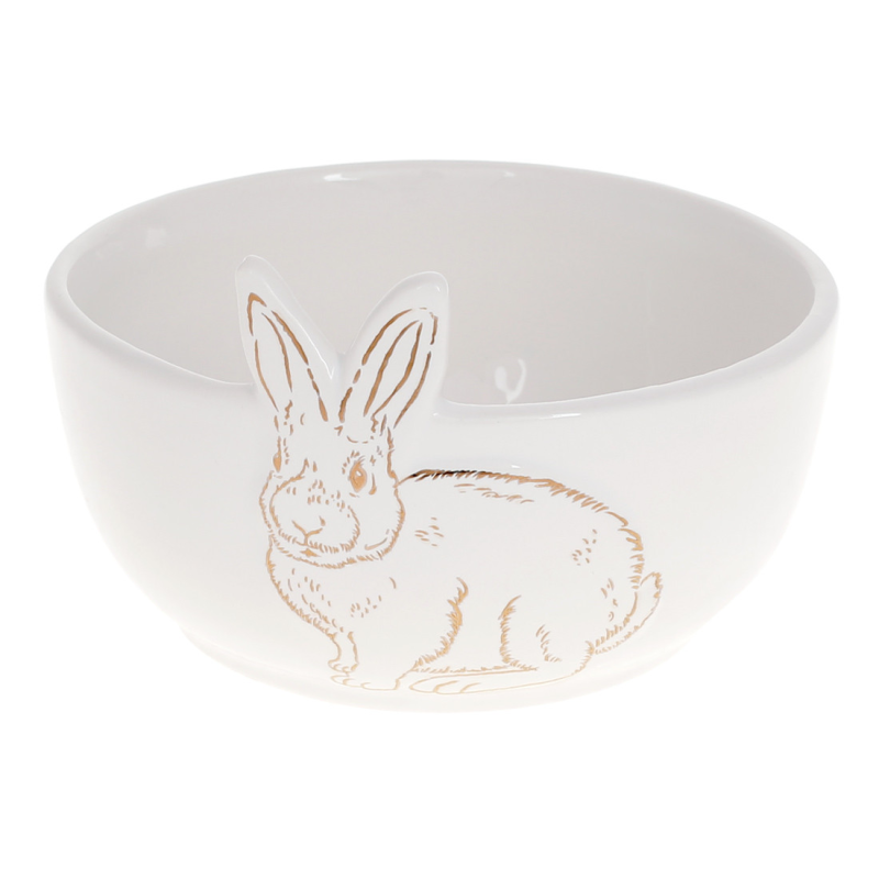 Набір (2шт.) піал керамічних з малюнком Bunny 12,5 см, колір - білий із золотом Набір (2шт.) піал керамічних з малюнком Bunny 12,5 см, колір - білий із золотом