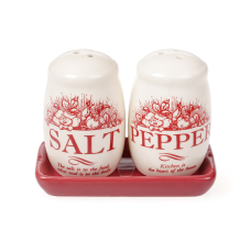 Керамічний набір для спецій “Salt-Pepper“, 12*7*8.5см, колір - білий з червоним.