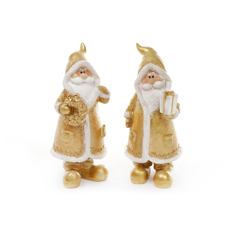 Декоративна фігурка Санта 18см, 2 дизайни, колір - золото, 2шт Декоративна фігурка Санта 18см, 2 дизайни, колір - золото, 2шт