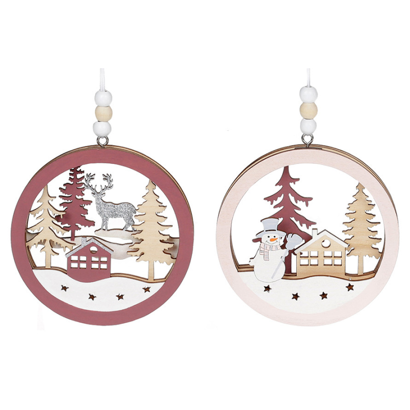 Новорічна підвіска “У лісі“ 10см, 2 дизайни, 12шт