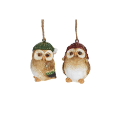 Набір (2шт.) декоративних фігур Совушка 7см, 2 дизайни, колір - коричневий, 2шт