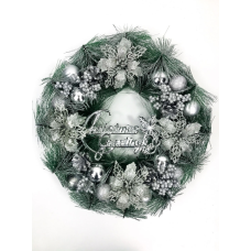 Вінок новорічний зі штучної хвої “Christmas greetings“ 40см