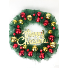 Вінок новорічний зі штучної хвої “Merry Christmas“ 50см