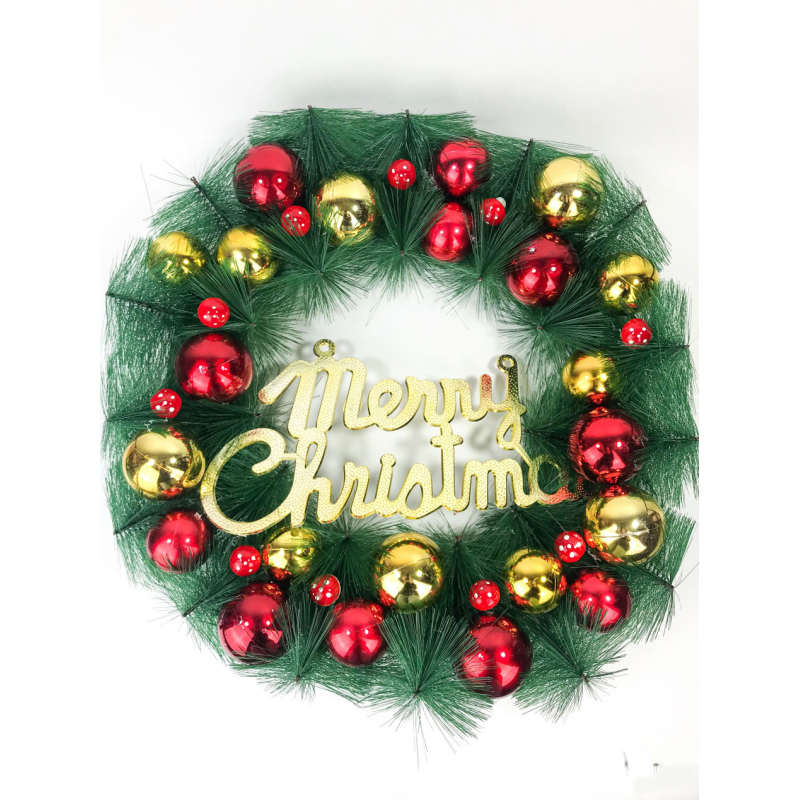 Вінок новорічний зі штучної хвої “Merry Christmas“ 50см Вінок новорічний зі штучної хвої “Merry Christmas“ 50см