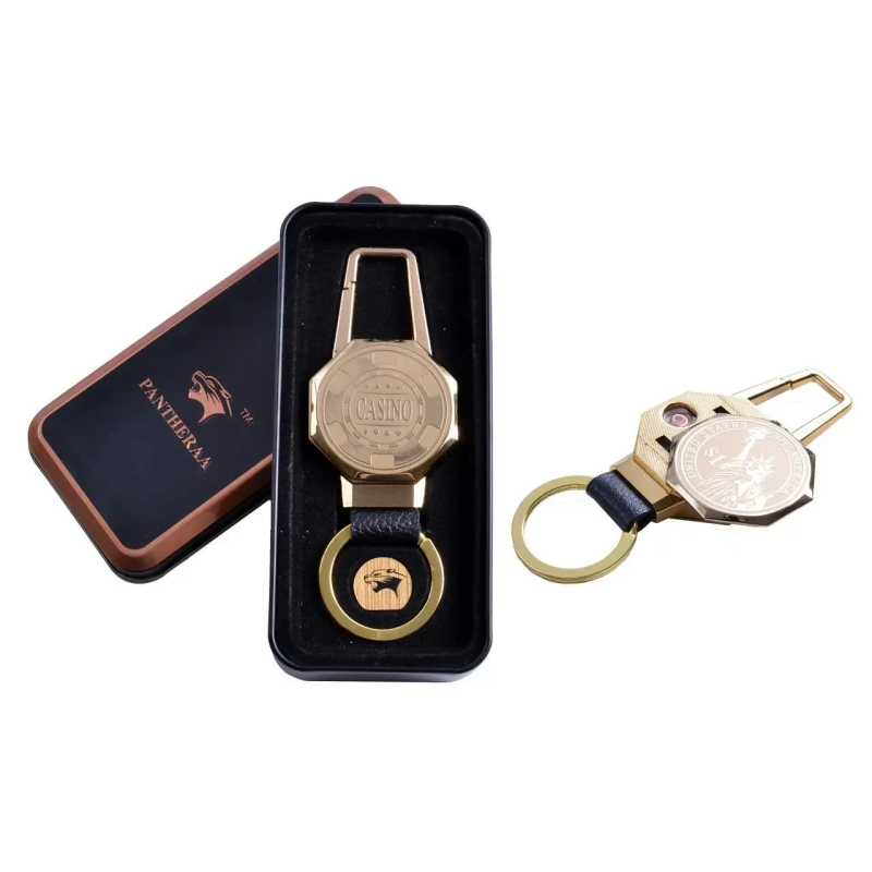 Подарункова запальничка USB в металевій коробці, брелок + ліхтарик