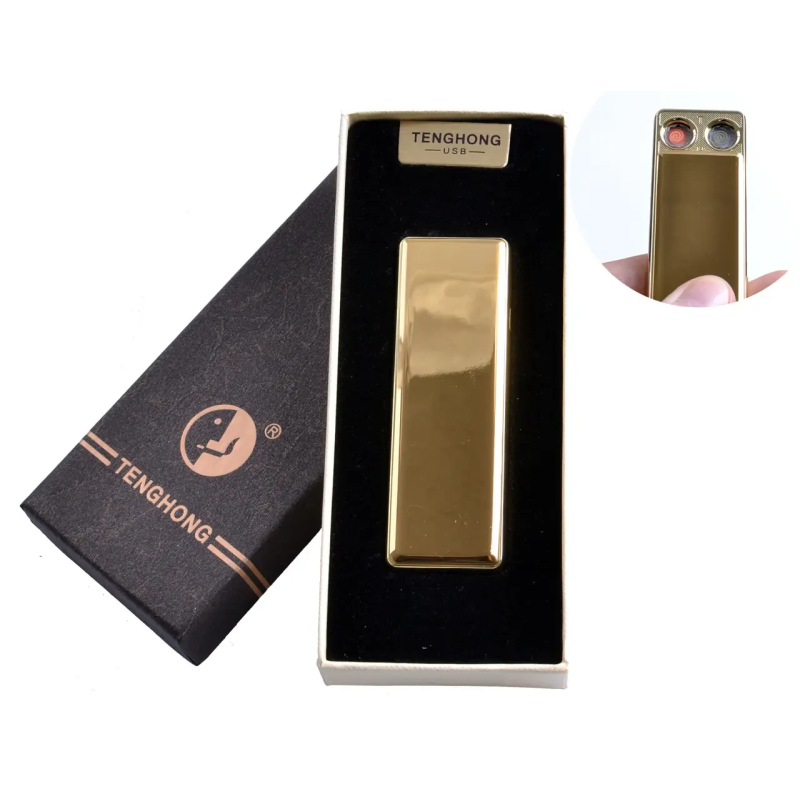 USB запальничка в подарунковій упаковці (Дві спіралі розжарювання), Золото USB запальничка в подарунковій упаковці (Дві спіралі розжарювання), Золото