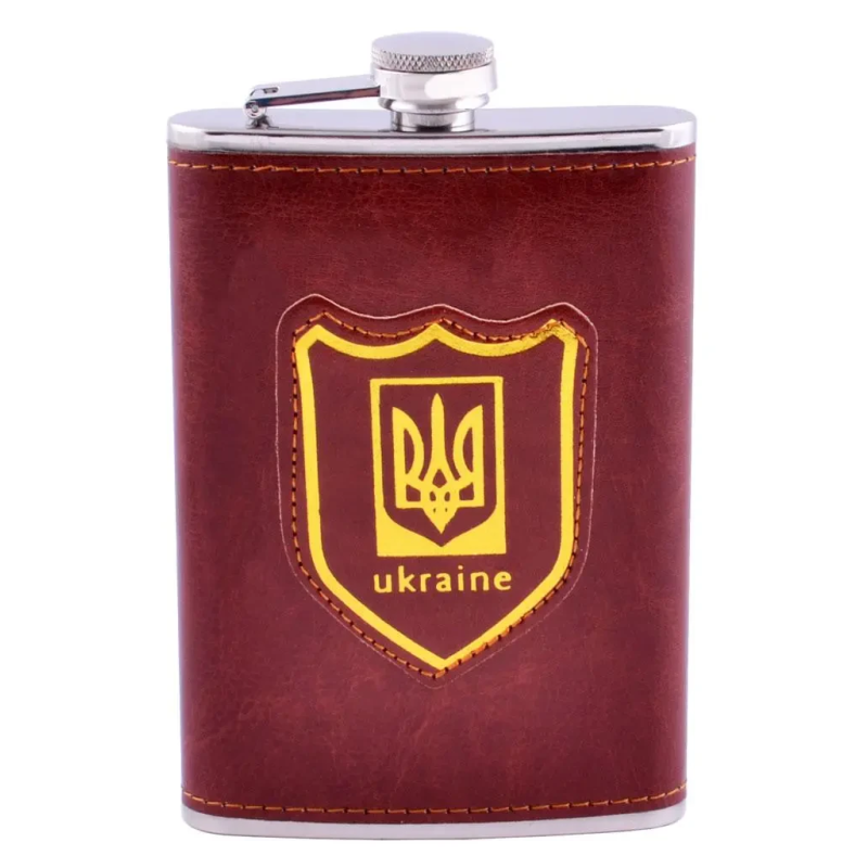 Фляга обтягнута шкірою Україна, 256мл