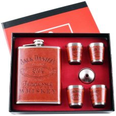 Подарунковий набір 6в1 “Jack Daniels“ - фляга, чарки, лійка, 236мл