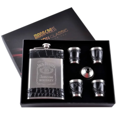 Подарунковий набір 6в1 “Jack Daniels“ - фляга, 4 чарки, лійка, 256мл