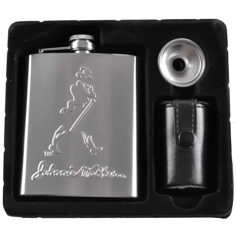 Подарунковий набір 6в1 “Johnnie Walker“ - фляга, 4 чарки, лійка, 210мл Подарунковий набір 6в1 “Johnnie Walker“ - фляга, 4 чарки, лійка, 210мл
