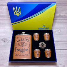 Подарунковий набір Moongrass 6в1 “Ukraine“ з флягою 255мл, чарками, лійкою