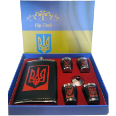 Подарунковий набір 6в1 з флягою 265мл, чарками, лійкою “Ukraine“