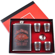 Подарунковий набір 6в1 з флягою 256мл, чарками, лійкою, “Jim Beam“