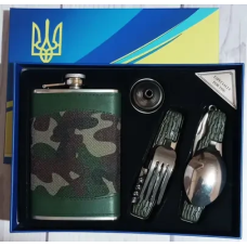 Подарунковий набір 4в1 Moongrass з флягою 265мл, ложкою/виделкою, лійкою, Камуфляж