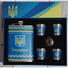 Подарунковий набір 5в1 Moongrass з флягою 265мл, чарками, лійкою, “Україна“