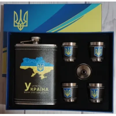 Подарунковий набір 6в1 Moongrass з флягою 265мл, чарками, лійкою, “Україна“