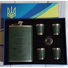 Подарунковий набір 6в1 Moongrass з флягою 265мл, чарками, лійкою, “Україна“