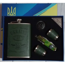 Подарунковий набір 5в1 Moongrass з флягою 265мл, ножем, чарками, лійкою, “Україна“