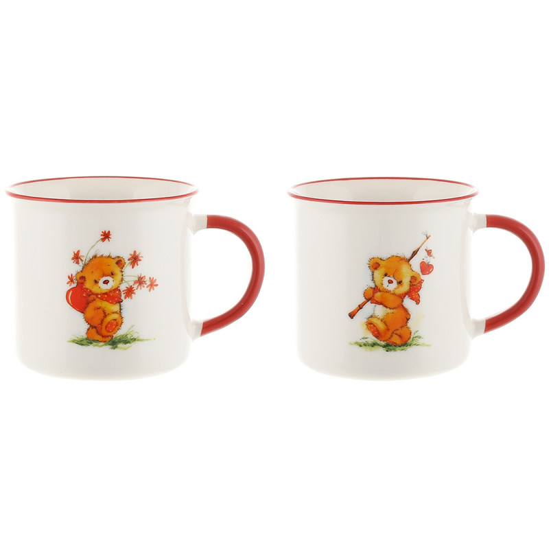 Кухоль (12шт) порцеляновий Love Teddy 350мл, 2 дизайни