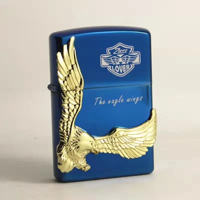 Запальничка бензинова “Zorro Lover“ Eagle Wings gold, колір - синій з золотим