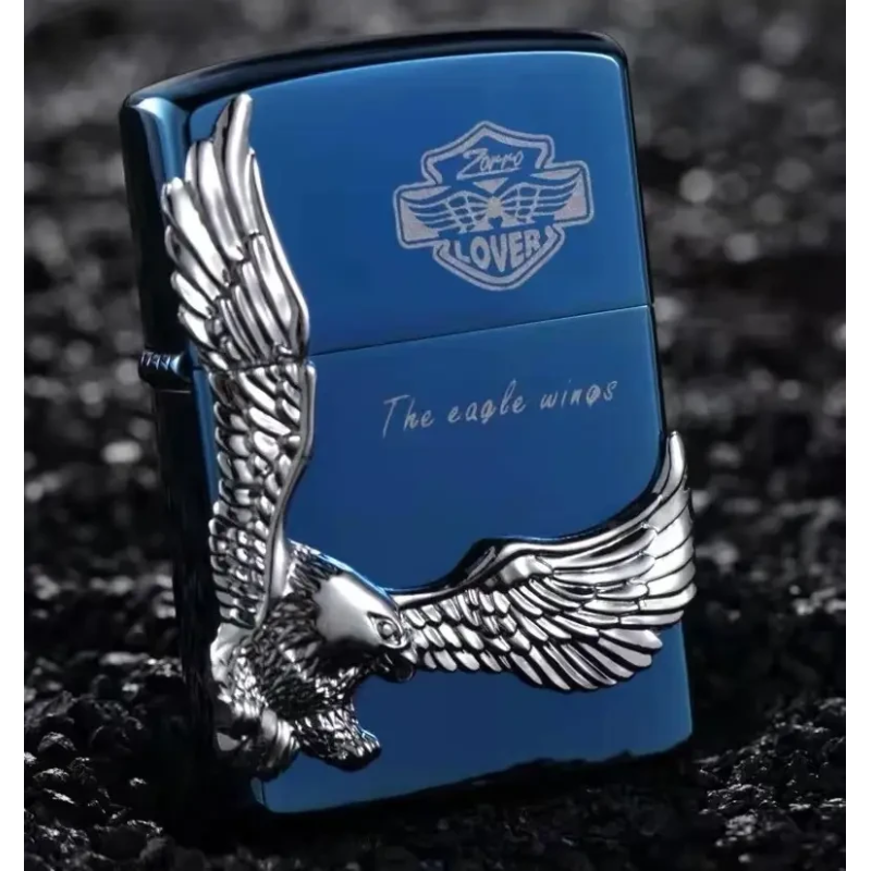Запальничка бензинова “Zorro Lover“ Eagle Wings gold, колір - синій зі сріблом