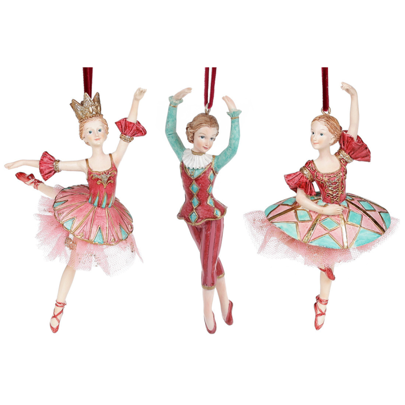 Декоративна підвісна фігурка Балерина, 15см, 3 дизайни, колір - бордо з рожевим та бірюзою