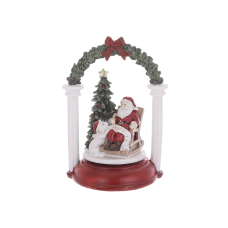 Новорічний декор з музичним супроводом (пісня Jingle Bell) Санта Клаус у кріслі з ялинкою та собачкою, 24см