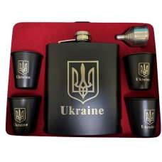 Подарунковий набір великий: фляга + стопки + лійка. Об“єм фляги: 540 мл
