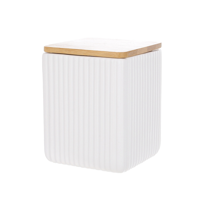 Банка керамічна з бамбуковою кришкою Scandi White 10*13 см, 900 мл