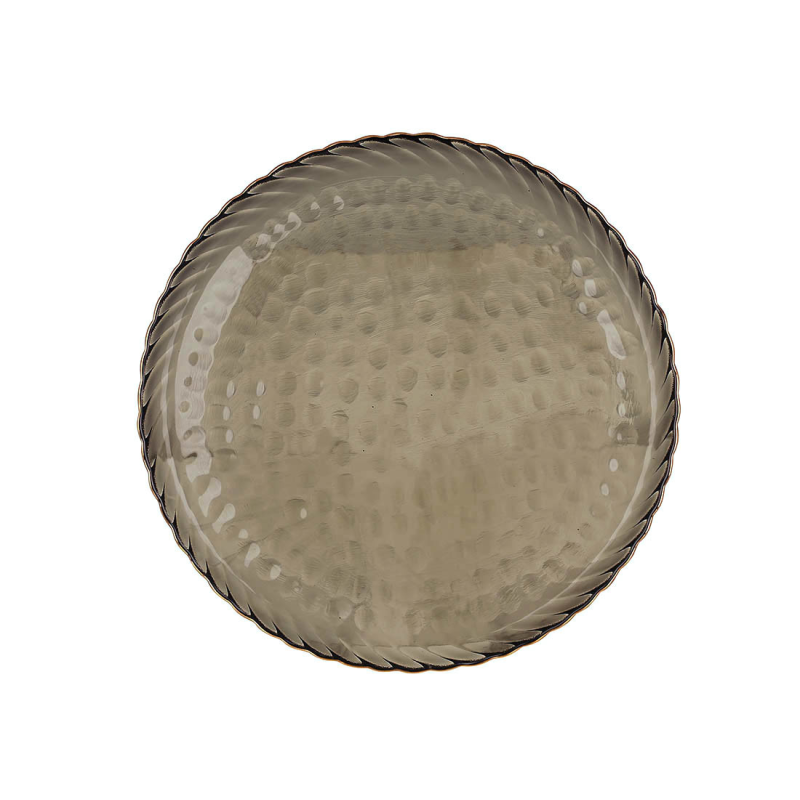 Блюдо скляне Bauble D26.5*1.7 см, колір — димчасто-сірий із золотим обідком Блюдо скляне Bauble D26.5*1.7 см, колір — димчасто-сірий із золотим обідком