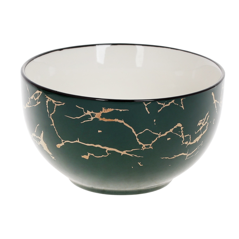 Піала (6 шт.) порцелянова Green Marble 700 мл, колір — темно-зелений мармур
