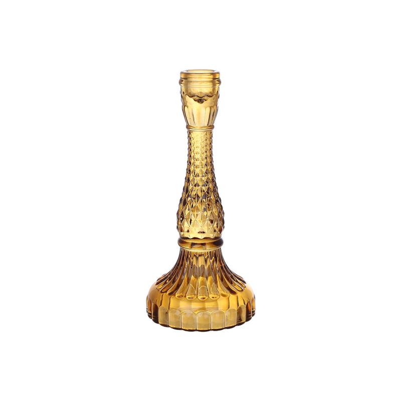 Підсвічник скляний Crystal (для тонкої свічки), D11*22см, колір — бурштиново-коричневий